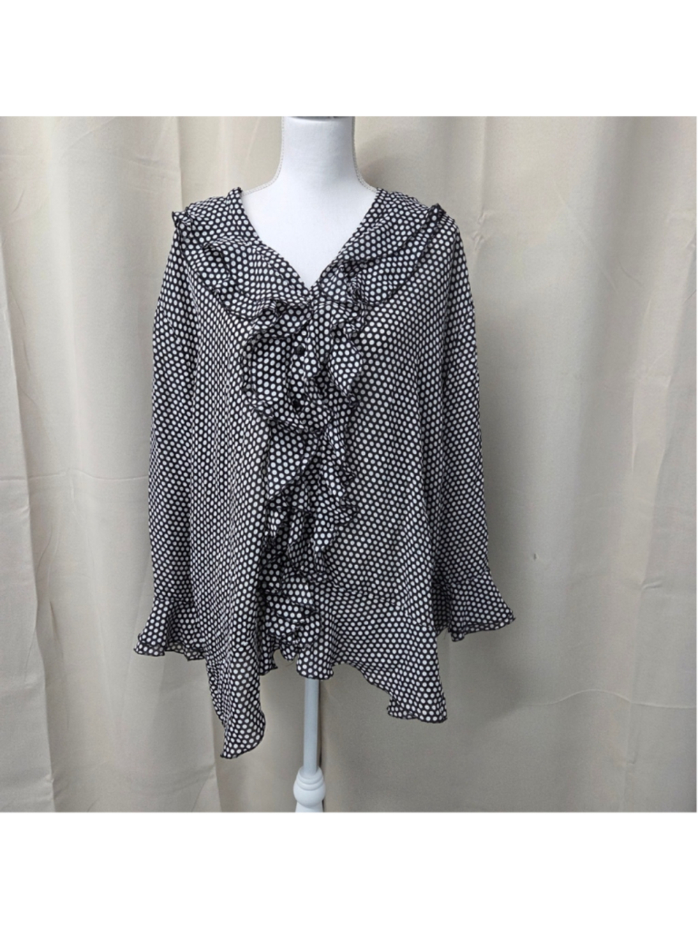 Allison Taylor Black and White Ruffle Blouse